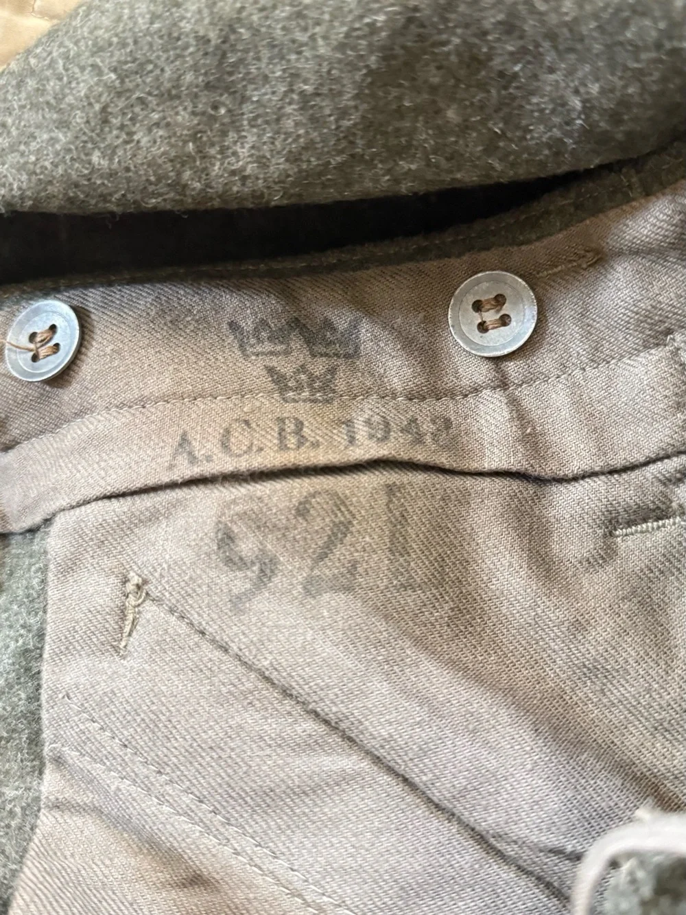 NEW VTG MEN 1944 Swedish Heavy Olive wool military pants 28.5